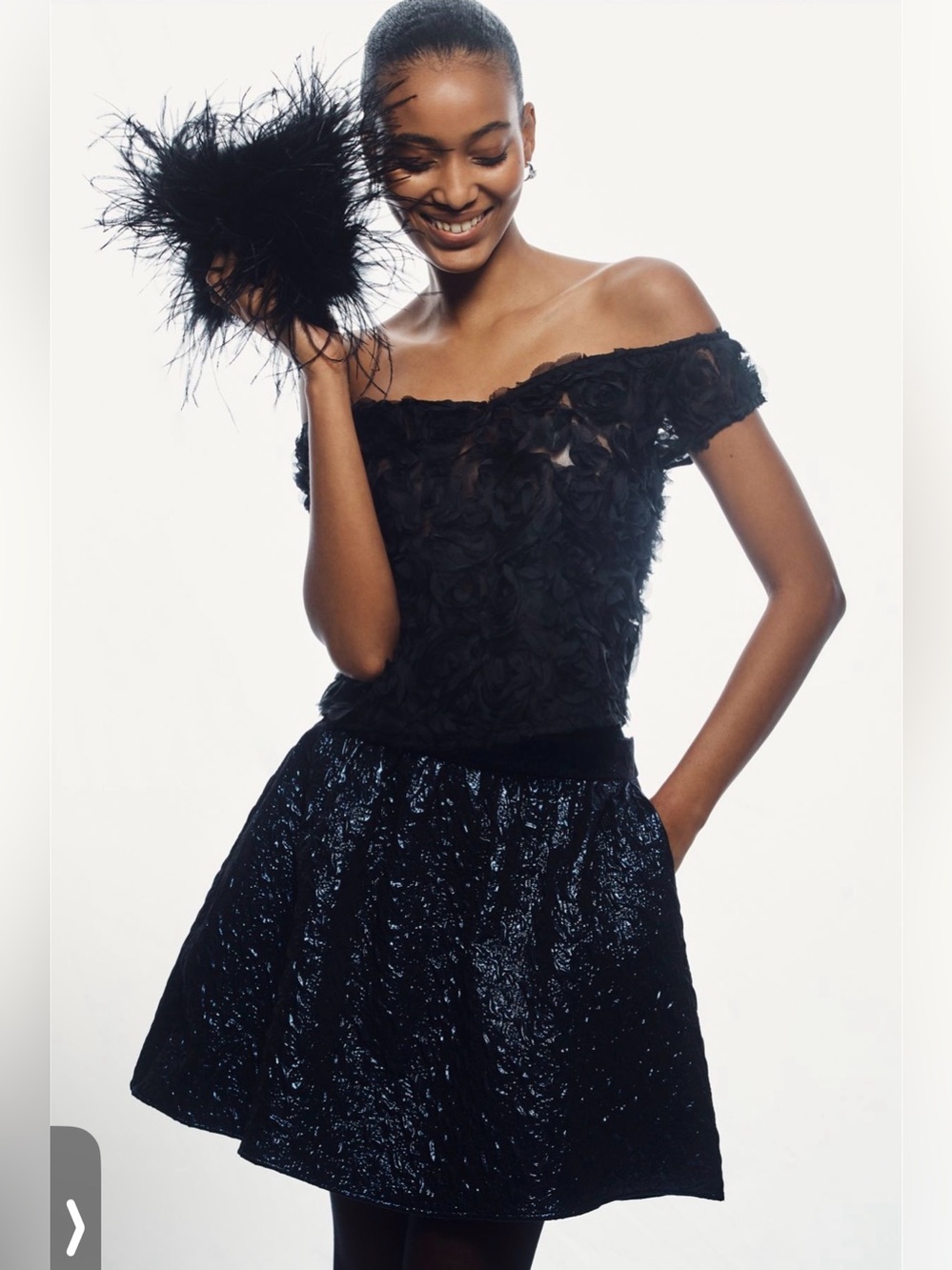 NWT Maeve Black Off-Shoulder Rosette Top